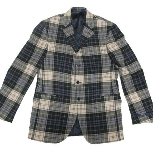 Polo Ralph Lauren Wool Cashmere Blend Green Multi Gordon Tartan Plaid Sport Coat - Picture 2 of 10